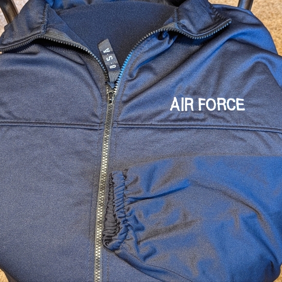 Air Force Men's Fleece Track Jacket Full Zip Dark Blue Made In USA Sz XL - Picture 7 of 7